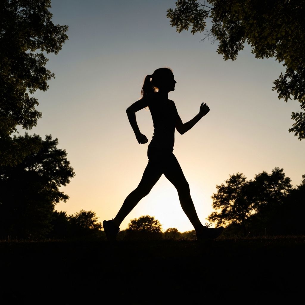 Силуета човека који вежба у природи на закату